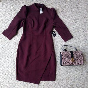 EXPRESS DARK PLUM FORMAL LONG SLEEVE DRESS